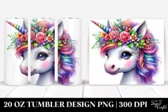 Cute Baby Unicorn with Wreath Clipart Product Image 1