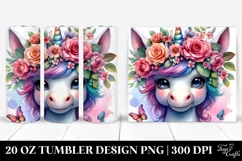 Cute Baby Unicorn with Wreath Clipart Product Image 1