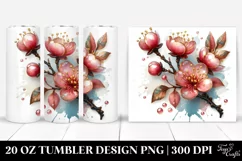 20 Oz Tumbler Sublimation | Glossy Watercolor Splash Cherry Product Image 1
