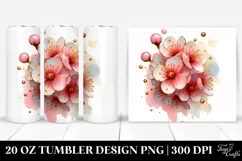 20 Oz Tumbler Sublimation | Glossy Watercolor Splash Cherry Product Image 1