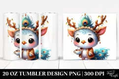 Cute Baby Peacock with Reindeer Horns 20 Oz Tumbler Product Image 1