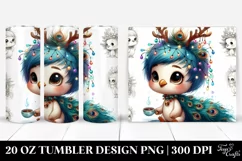 Cute Baby Peacock with Reindeer Horns 20 Oz Tumbler Product Image 1
