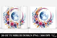 Vibrant Boho Moon with Flowers | 20 oz Tumbler Product Image 1