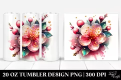 20 Oz Tumbler Sublimation | Glossy Watercolor Splash Cherry Product Image 1