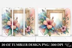 Pastel Hibiscus Stained | 20 oz Tumbler Product Image 1