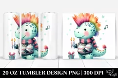 Cute Watercolor Dinosaur Birthday 20 Oz Tumbler Product Image 1