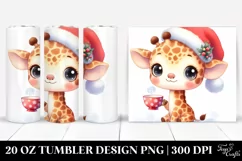 Watercolor Giraffe with Santa Hat, High-Res 20 Oz Tumbler Product Image 1
