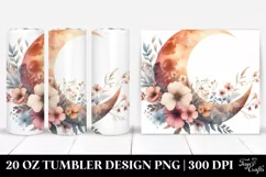 Watercolor Half Moon Flowers Tumbler Product Image 1