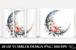 Watercolor Half Moon Flowers Tumbler Product Image 1