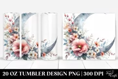Watercolor Half Moon Flowers Tumbler Product Image 1