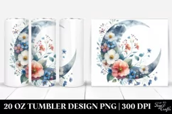 Watercolor Half Moon Flowers Tumbler Product Image 1