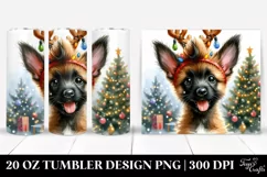 Colorful Malinois with Reindeer Horns, Transparent 20 Oz Product Image 1