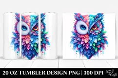 Vibrant Watercolor Ice Owl | 20 oz Tumbler Product Image 1