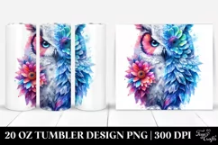 Vibrant Watercolor Ice Owl | 20 oz Tumbler Product Image 1