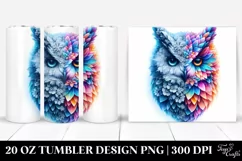Vibrant Watercolor Ice Owl | 20 oz Tumbler Product Image 1