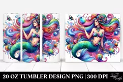 Funny Mermaid Vibrant Drawing | 20 oz Tumbler Product Image 1