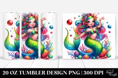 Funny Mermaid Vibrant Drawing | 20 oz Tumbler Product Image 1