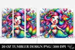 Funny Mermaid Vibrant Drawing | 20 oz Tumbler Product Image 1