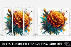 Colorful Watercolor Marigold Tumbler Design Product Image 1