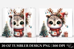Colorful Peacock with Reindeer Horns, Transparent 20 Oz Product Image 1