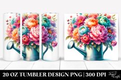 20 Oz Tumbler Sublimation | Colorful Peony Watering Can Product Image 1