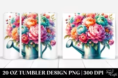 20 Oz Tumbler Sublimation | Colorful Peony Watering Can Product Image 1