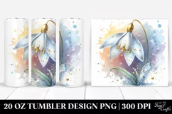 Golden Snowdrop Watercolor Tumbler Design Product Image 1