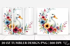 Colorful Watercolor Duck Floral Frame | 20 Oz Tumbler Product Image 1