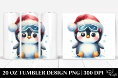 Winter Penguin with Santa Hat, Transparent 20 Oz Tumbler Product Image 1