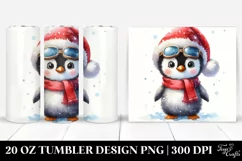 Winter Penguin with Santa Hat, Transparent 20 Oz Tumbler Product Image 1