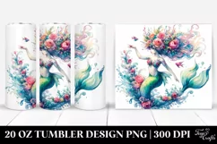 dancing Mermaid Floral Wreath | 20 oz Tumbler Product Image 1