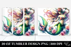 dancing Mermaid Floral Wreath | 20 oz Tumbler Product Image 1