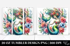 dancing Mermaid Floral Wreath | 20 oz Tumbler Product Image 1
