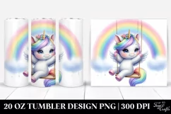 Cute Baby Unicorn Swinging from Rainbow | 20 Oz Tumbler Product Image 1