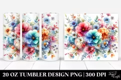 Colorful Flower Watercolor Tumbler Design Product Image 1