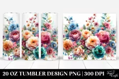 Colorful Flower Watercolor Tumbler Design Product Image 1