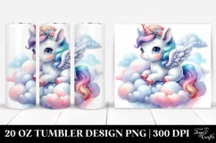 Cute Baby Unicorn from Cloud Sublimation Clipart Product Image 1