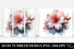 Golden Azalea Watercolor Tumbler Design Product Image 1