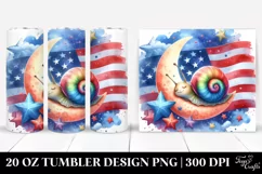 Cute Baby Snail Sleeping on Moon in USA Flag Colors | 20 oz Product Image 1