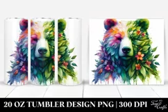 Colorful Bear and Flowers 20 oz Tumbler Design Product Image 1