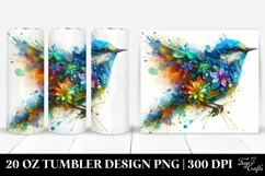 Abstract Vibrant Watercolor Bird Tumbler Design Product Image 1