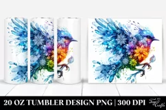 Abstract Vibrant Watercolor Bird Tumbler Design Product Image 1