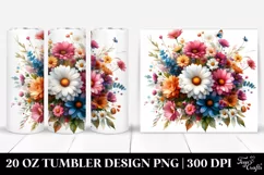 Vibrant Daisy Bouquet Tumbler Design Product Image 1