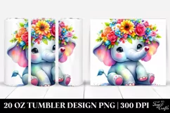 sitting Elephant Flower Crown Tumbler | 20 oz Tumbler Product Image 1