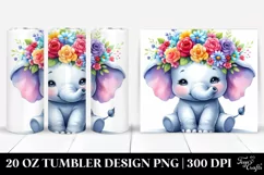 sitting Elephant Flower Crown Tumbler | 20 oz Tumbler Product Image 1