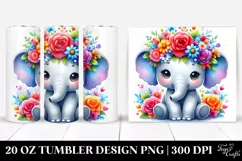 sitting Elephant Flower Crown Tumbler | 20 oz Tumbler Product Image 1