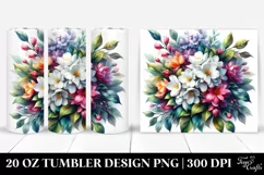20 Oz Tumbler Sublimation | Colorful Jasmine Bouquet | Product Image 1