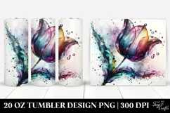 Shiny Tulip Watercolor Splash | 20 Oz Tumbler Product Image 1