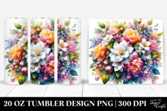 20 Oz Tumbler Sublimation | Colorful Jasmine Bouquet | Product Image 1