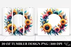 Colorful Sunflower Round Frame | 20 Oz Tumbler Product Image 1